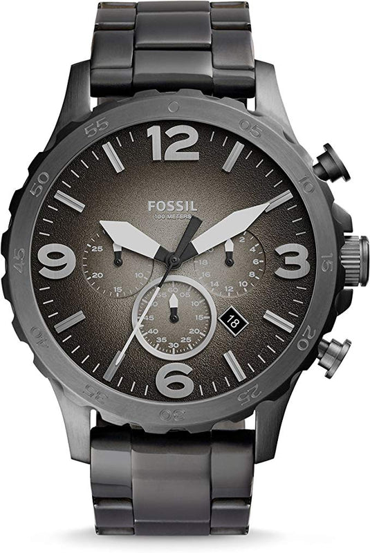 Fossil Nate Chronograph Gunmetal Dial Grey Steel Strap Watch for Men - JR1437 Buy Now By Fossil