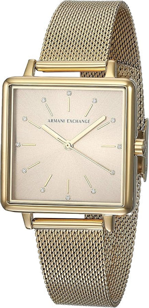 Armani Exchange Lola Quartz Gold Dial Gold Mesh Strap Watch For Women - AX5801 Buy Now By Armani Exchange