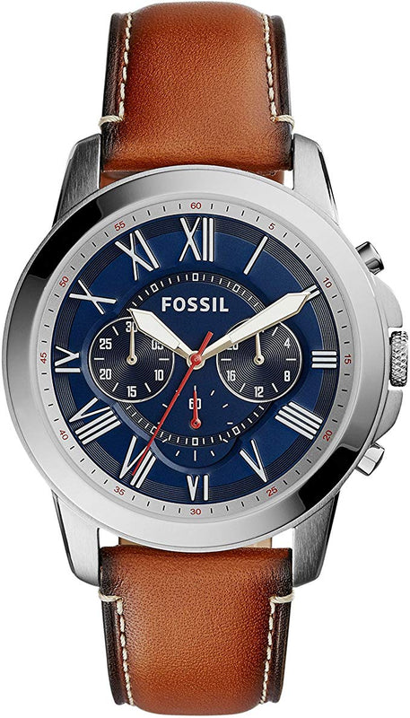 Fossil Grant Chronograph Blue Dial Brown Leather Strap Watch for Men - FS5210 Buy Now By Fossil