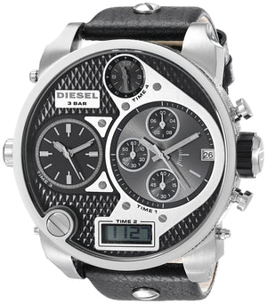 Diesel Mr Daddy Chronograph White Dial Black Leather Strap Watch For Men - DZ7125 Buy Now By Diesel