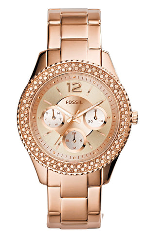 Fossil Stella Rose Gold Dial Rose Gold Steel Strap Watch for Women - ES3590 Buy Now By Fossil