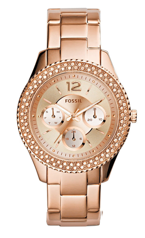 Fossil Stella Rose Gold Dial Rose Gold Steel Strap Watch for Women - ES3590 Buy Now By Fossil
