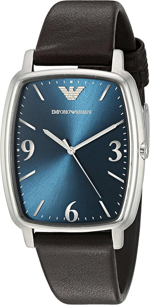 Emporio Armani Retro Quartz Blue Dial Black Leather Strap Watch For Men - AR2491 Buy Now By Emporio Armani