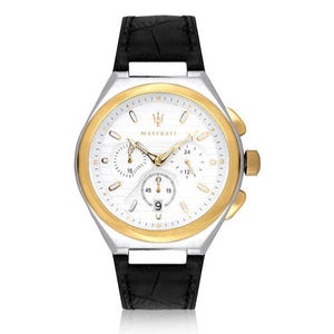 Maserati Triconic Chronograph White Dial Black Leather Strap Watch For Men - R8871639004 Buy Now By Maserati