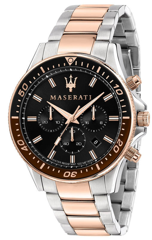 Maserati SFIDA Chronograph Black Dial Two Tone Steel Strap Watch For Men - R8873640009 Buy Now By Maserati