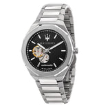 Maserati Stile Skeleton Automatic Black Dial Silver Steel Strap Watch For Men - R8823142002 Buy Now By Maserati