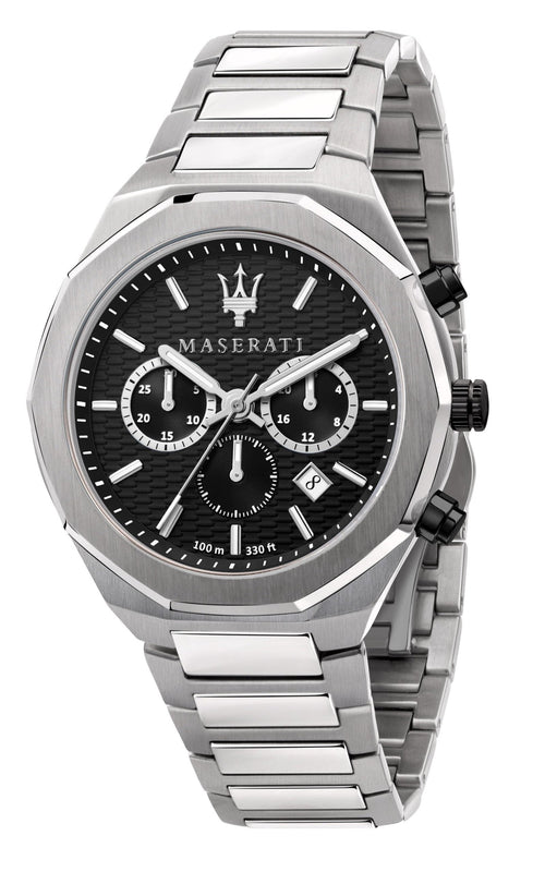 Maserati Stile Chronograph Black Dial Silver Steel Strap Watch For Men - R8873642004 Buy Now By Maserati
