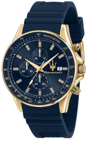 Maserati SFIDA Chronograph Blue Dial Blue Rubber Strap Watch For Men - R8871640004 Buy Now By Maserati