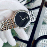 Movado Classic Quartz Black Dial Silver Steel Strap Watch for Men - 0606337 Buy Now By Movado