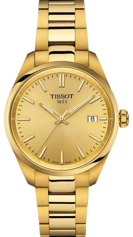 Tissot PR 100 Gold Dial Gold Steel Strap Watch for Women - T150.210.33.021.00 Authentic Buy Shop Now