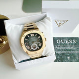 Guess Headliner Multifunction Black Dial Gold Steel Strap Watch For Men - GW0572G2 Buy Now By Guess