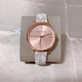 Michael Kors Jayne Three Hand Rose Gold Dial White Leather Strap Watch For Women - MK7128 Buy Now By Michael Kors