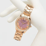 Guess Glitter Diamonds Pink Dial Rose Gold Steel Strap Watch for Women - GW0405L3 Buy Now By Guess