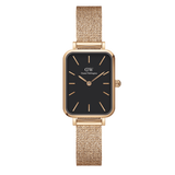 Daniel Wellington Quadro Melrose Black Dial Rose Gold Mesh Bracelet Watch For Women - DW00100432 Buy Now By Daniel Wellington