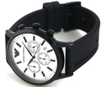 Emporio Armani Chronograph Quartz Silver Dial Black Rubber Strap Watch For Men - AR11048 Buy Now By Emporio Armani