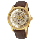 Fossil Townsman Automatic Skeleton Gold Dial Brown Leather Strap Watch for Men - ME3043 Buy Now By Fossil
