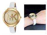 Michael Kors Slim Runway Quartz Gold Dial White Leather Strap Watch For Women - MK2389 Buy Now By Michael Kors