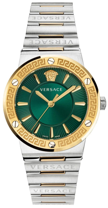 Versace Greca Green Dial Silver Steel Strap Watch for Men - VEVI00420 Buy Now By Versace