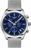 Tissot PR 100 Chronograph Blue Dial Silver Mesh Bracelet Watch for Men - T101.417.11.041.00 Buy Now By Tissot