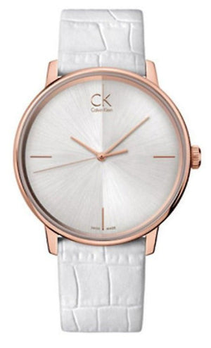 Calvin Klein Accent White Dial White Leather Strap Watch for Women - K2Y2X6K6 Buy Now By Calvin Klein