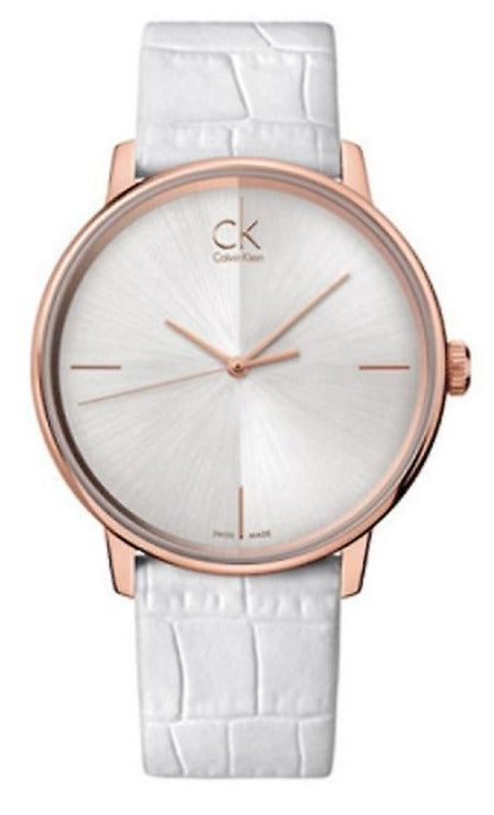Calvin Klein Accent White Dial White Leather Strap Watch for Women - K2Y2X6K6 Buy Now By Calvin Klein