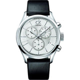 Calvin Klein Masculine Chronograph White Dial Black Leather Strap Watch for Men - K2H27120 Buy Now By Calvin Klein