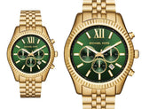 Michael Kors Lexington Chronograph Green Dial Gold Steel Strap Watch for Men - MK8446 Buy Now By Michael Kors