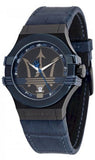 Maserati Potenza Black Dial 42mm Blue Leather Strap Watch For Men - R8851108007 Buy Now By Maserati
