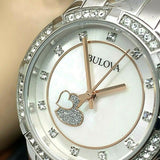 Bulova Crystal Collection Mother of Pearl Dial Silver Steel Strap Watch for Women - 98L232 Buy Now By Bulova