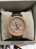 Guess Wafer Quartz Beige Dial Brown Leather Strap Watch For Men - W0496G1 Buy Now By Guess