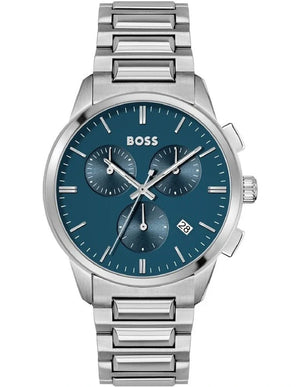 Hugo Boss Dapper Chronograph Blue Dial Silver Steel Strap Watch For Men - 1513927 Buy Now By Hugo Boss
