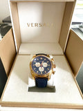 Versace V-Ray Blue Chronograph Blue Dial Blue Leather Strap Watch for Men - VDB030014 Buy Now By Versace