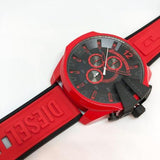 Diesel Mega Chief Chronograph Black Dial Red Rubber Strap Watch For Men - DZ4526 Buy Now By Diesel