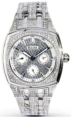 Bulova Crystal Collection Phantom Silver Dial Silver Steel Strap Watch for Men - 96C002 Buy Now By Bulova