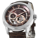 Bulova Classic Skeleton Automatic Brown Dial Brown Leather Strap Watch for Men - 96A120 Buy Now By Bulova