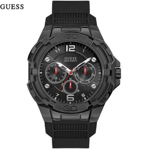 Guess Genesis Quartz Black Dial Black Silicone Strap Watch For Men - W1254G2 Buy Now By Guess