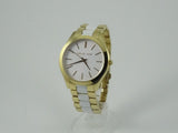Michael Kors Slim Runway Quartz White Dial Two Tone Steel Strap Watch For Women - MK4295