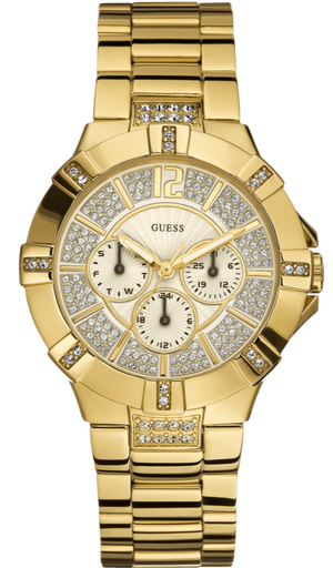 Guess Vista Diamonds Gold Dial Gold Steel Strap Watch for Women - W13573L1 Buy Now By Guess