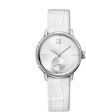 Calvin Klein Accent Silver Dial White Leather Strap Watch for Women - K2Y231K6 Buy Now By Calvin Klein