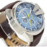 Diesel Mega Chief Chronograph Blue Dial Brown Leather Strap Watch For Men - DZ4281 Buy Now By Diesel