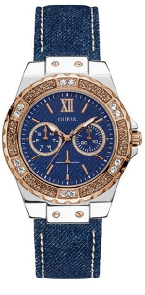 Guess Limelight Quartz Analog Blue Dial Blue Denim Strap Watch For Women - W0775l10 Buy Now By Guess