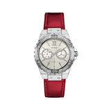 Guess Limelight Quartz Diamonds White Dial Red Leather Strap Watch For Women - W0775L11 Buy Now By Guess