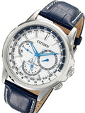 Citizen Eco Drive Calendrier White Dial Blue Leather Strap Watch For Men - BU2020-11A Buy Now By Citizen