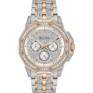 Bulova Octova Crystal Silver Dial Two Tone Steel Strap Watch for Men - 98C133 Buy Now By Bulova