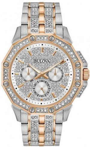 Bulova Octova Crystal Silver Dial Two Tone Steel Strap Watch for Men - 98C133 Buy Now By Bulova