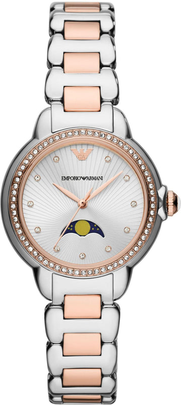 Emporio Armani Mia Three Hand Moonphase Mother of Pearl Dial Two Tone Steel Strap Watch For Women - AR11567 Buy Now By Emporio Armani