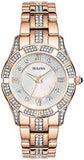 Bulova Crystal Mother of Pearl Dial Rose Gold Steel Strap Watch for Women - 98L197 Buy Now By Bulova
