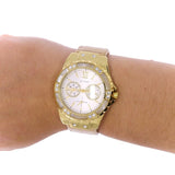 Guess Limelight Quartz Silver Dial Golden Leather Strap Watch For Women - W0775L2 Buy Now By Guess