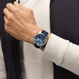 IWC Pilot's Automatic Chronograph 43mm Blue Dial Blue Calfskin Strap Watch for Men - IW377729 Buy Now By IWC