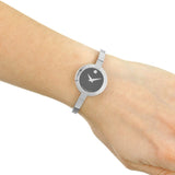 Movado Bela Black Dial Silver Steel Strap Watch For Women - 0606595 Buy Now By Movado